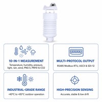 Capteur météo intégré 10 paramètres (température, humidité relative, pression, luminosité, pluie, vitesse/direction du vent, PM2.5, PM10, CO2) de qualité industrielle RS485