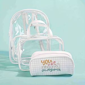 กระเป๋าเครื่องสำอางใสสามชิ้นกระเป๋ากันน้ำแบบพกพาใหม่ซักผ้าแบบพกพากระเป๋าเป้เดินทางความจุขนาดใหญ่ - Product Image 4