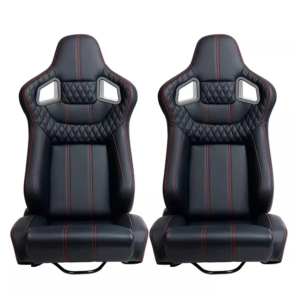 العالمي سباق سيارة مقعد للرياضة جهاز محاكي للسيارة دلو مقاعد قابل للتعديل الأسود PVC جلدية XH-1035-BK