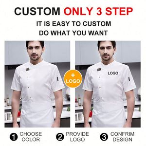Vêtements de cuisine en polyester et coton avec poche sur le bras, uniforme de restaurant, uniforme de pizzeria, vêtements de travail pour la cuisine, veste de chef noire personnalisée - Product Image 4