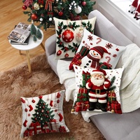 Nouvelle Housse de Coussin Carrée en Lin Doux avec Imprimé Bonhomme de Neige de Dessin Animé, Housse de Canapé et Oreiller de Noël