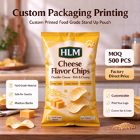 Sachets personnalisés imprimés à scellage arrière pour chips, chips de banane, emballages alimentaires, sacs en aluminium thermoscellables