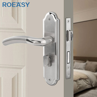 Roeasy Ensemble de Poignée de Serrure de Porte en Bois, Verrou de Sécurité Moderne avec Corps de Serrure et Cylindres pour la Maison