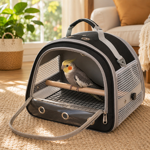 Großer Vogel-Reisekäfig Tragbare Haustiertransporttasche Leicht zu Reinigen Mit Ständer für Papageien Sittiche Nymphensittiche Outdoor-Nutzung - Product Image 1