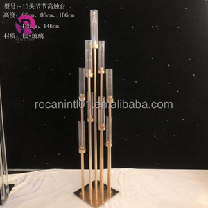 Candelabro a 10 Bracci Portacandele Dorato Lucido per Centrotavola Matrimoniali Decorazione Luminosa - Product Image 3