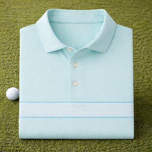 Polo de golf personnalisé à logo personnalisé, en polyester et élasthanne, à séchage rapide, de luxe, pour hommes, imprimé sur toute la surface, rayé, pour le bureau - Product Image 1