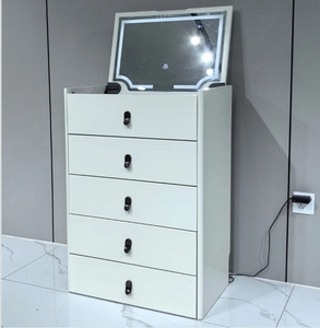 <b>Dressing</b> <b>Table</b> Set Flip-up Hidden LED Light <b>Mirror</b> Makeup <b>Vanity</b> With Multi Drawer Storage Chest Movable Cushioned Stool - Product Image 3