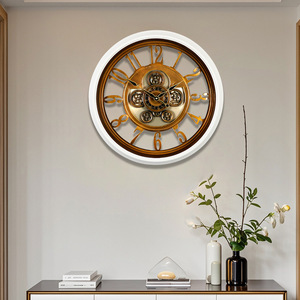 Creative Wall <b>Clock</b> Analog <b>Battery</b> Powered Moving Gears Round Living Room Decor - Product Image 4