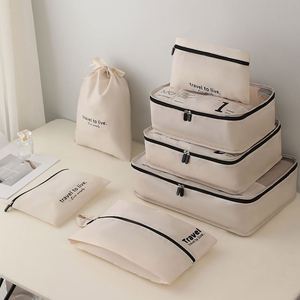 Fashion Seven-Piece Packing Cubes Travel <b>Storage</b> Bag Set Waterproof Zipper Closure for <b>Suitcase</b> Classification Clothes/Shoes - Product Image 1