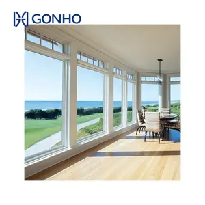 GONHO High Quality Commercial Security Customized Size 36X24 Double Glass Window Cyclone Fixed Awning Windows