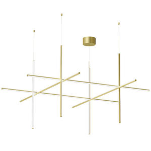 Lámpara de araña de grupo de combinación geométrica de iluminación moderna personalizada, lámpara lineal colgante LED para loft de vestíbulo de hotel - Product Image 6