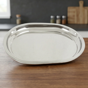 Plateau de service pratique en acier inoxydable Mayur Exports avec un design unique en forme de capsule, modèle 3096, Inde - Product Image 2