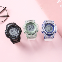 Montre de sport numérique transparente pour enfants, avec rétroéclairage EL, étanche, chronographe, calendrier, alarme, cadeaux pour adolescents