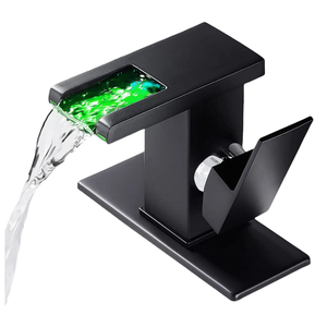 Vòi lavabo cảm ứng một lỗ bằng thép không gỉ màu đen, hiện đại, điều khiển nhiệt độ nước nóng lạnh, đèn <span class=keywords><strong>LED</strong></span>, khuyến mãi nóng - Product Image 2