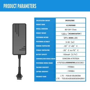 Traceur GPS 4G pour véhicule avec batterie intégrée et capteur d'accélération, entrée de tension large plage 9-90V, consultation et surveillance de la localisation par <span class=keywords><strong>SMS</strong></span> - Product Image 3
