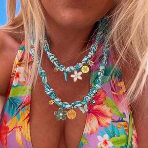 قلادة باندانا من الفولاذ المقاوم للصدأ بتصميم صيفي وبنمط بوهيمي يمكنك صنعها بنفسك، قلادة وشاح للنساء مع تعليقات ساحرة - Product Image 2