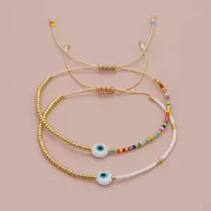Teufelsauge Miyuki-Armband asymmetrische Farbkontrast glasierte flache Augen Perlen-Charme damen Mode Perlen-Armband