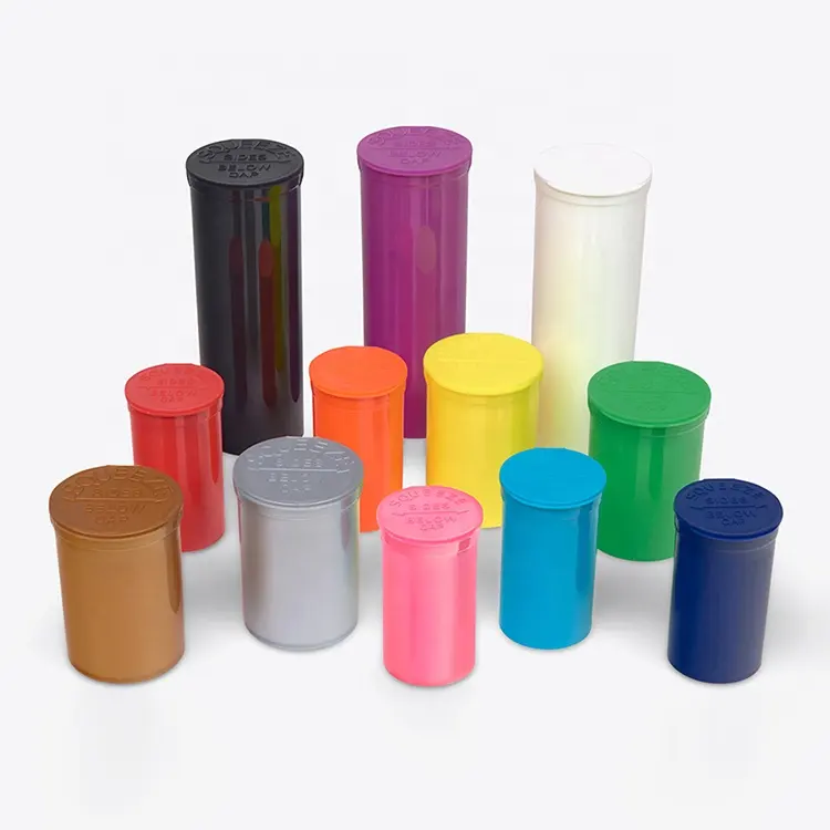 Embalagens plásticas baratas CR 5DR 6DR 13DR 19DR 30dr Pop Top Frascos de pílula usados para embalagens à prova de cheiro