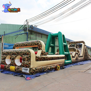 Parcours d'obstacles gonflable sur le thème du camouflage Boot <span class=keywords><strong>Camp</strong></span> Parcours d'obstacles gonflable Château sautant avec toboggan - Product Image 1