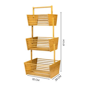 Support <span class=keywords><strong>de</strong></span> Douche en Bambou à Lattes, Panier <span class=keywords><strong>de</strong></span> Rangement Multifonctionnel pour Salle <span class=keywords><strong>de</strong></span> Bain, Shampoing, Savon, Légumes, Serviettes - Product Image 3