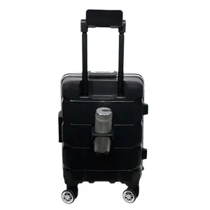 Multifunctional Suitcase With TSA Lock Business Luggage With Phone Holder Aluminum Suitcase With Front Open Cup Holder