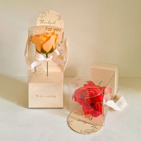 Boîte d'emballage en plastique transparente personnalisée en PVC/PET pour fleurs, avec poignée et plateau en papier, présentoir carré transparent pour fleurs de mariage
