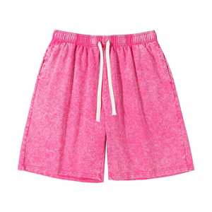 Short de sport pour homme 300 g/m² avec cordon de serrage délavé à l'acide uni vintage en coton éponge français - Product Image 6