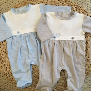 Wholesale Monogram Infant Baby Footie Romper Unisex Baby Tiny Stripe Cotton Jumpsuit Baby Girls Boys <strong>Coming</strong> <strong>Home</strong> <strong>Outfits</strong> - Product Image 3