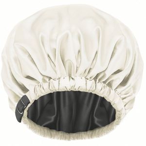 Adult Side Silk Shower Waterproof <b>Bonnet</b> <b>for</b> Sleep Protection Adjustable Double Layer Satin Curly Natural <b>Hair</b> - Product Image 1