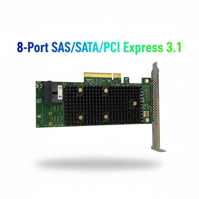 8-Port 12Gbps SAS/SATA/PCI Express 3.1 Internal Wired RAID5 HBA Controller Card for Servers-Stock