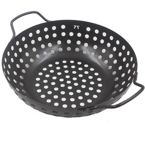 Cesta de barbacoa para acampar al aire libre, sartén antiadherente, barbacoa, <span class=keywords><strong>Wok</strong></span> redondo con doble mango - Product Image 4