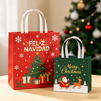 Sacs en papier personnalisés avec logo imprimé pour Noël, en espagnol Feliz Navidad, livraison express en 72h, sac cadeau en carton blanc renforcé
