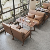 Ensemble table et chaises de café rétro, mobilier de restaurant en cuir, usage commercial, banquette 6 places pour salon de thé, bar, lounge, salle d'attente