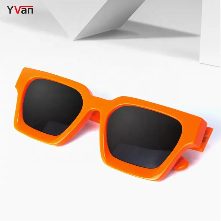 Gafas de sol naranjas brillantes Retro Square Gafas de sol grandes Lunette De Soleil Fashion Shade Gafas de sol personalizadas