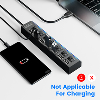 Concentrateur USB 7 ports 2.0, adaptateur multi-hub USB 2.0, adaptateur USB 4 ports, plusieurs alimentations avec interrupteur, accessoires pour ordinateur portable pour PC