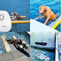 Vente flash : Plateforme flottante gonflable pour animaux de compagnie, tapis de bain pour chien avec échelle d'accès, rampe antidérapante pour piscine pour animaux de compagnie pour les jeux aquatiques estivaux