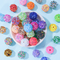 Perles fantaisie de luxe 16 mm, irisées, colorées, à paillettes, pour stylos à perles, chaînes de téléphone, porte-clés, en vrac