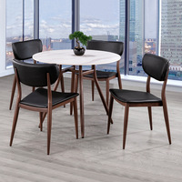 Chaise de salle à manger en métal de qualité commerciale avec cadre en noyer, élégante, style français européen, en cuir PU massif, pour la maison, le bureau, l'hôtel