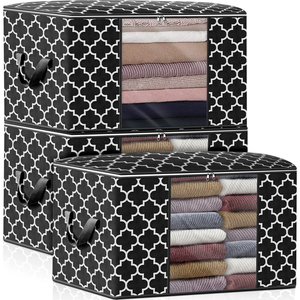 100L 3-Pack Large Blanket Clothes Organization and Storage Containers for Bedding
