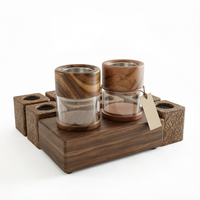 Ensemble de brûleur à bakhoor en bois, plateau artisanal en résine, porte-encens sculpté, décoration aromathérapie pour bureau