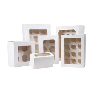 Exquisite Transparent Convenient Cake Box Can Insert 1 2 3 4 6 12 14 24 48Mini Holes 1 Piece Box Cupcake Box
