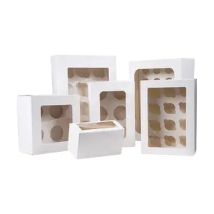 Prachtige Transparante Handig Cake Box Kan Insert 1,2,3,4,6,12,14,24,48Mini Gaten Een Stuk Doos Cupcake Doos