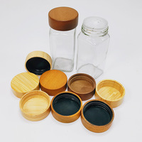 Pot de conservation en verre trempé avec couvercle en bois massif, idéal pour céréales, épices, flocons d'avoine, pâtes et comme organisateur de placard