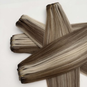 Wholesale Virgin Hair Manufacturers <b>Cheap</b> Natural Straight Blackdark Brownlight Brown Thick Machine Weft Hair <b>Extension</b> - Product Image 1