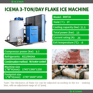 ICEMA Marokko Industrielle Eismaschine Maschine <span class=keywords><strong>1</strong></span> Tonne 2ton 3ton Koreanische Schneeflocken 110V mit Kompressor Motor Getriebe SPS Handels preis - Product Image 3