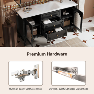 <span class=keywords><strong>Mueble</strong></span> de Baño Retro Francés de 48-92 Pulgadas con Lavabo Individual/Doble, <span class=keywords><strong>Mueble</strong></span> de Pie, Espejo Inteligente Antivaho/Gabinete con Espejo - Product Image 5