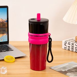 Bouteille d'eau portable isotherme à double paroi en acier inoxydable 316 de 24 oz, anti-fuite, écologique, grande capacité, avec paille 24 - Product Image 6