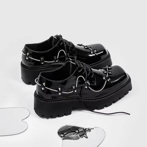 Nouvelle Collection 2026 : Chaussures Derby à plateforme avec embellissements printaniers, style rétro britannique, bout carré, chaussures épaisses minimalistes - Product Image 4