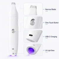 Tondeuse Électrique Portable pour Poils d'Animaux avec Lumière d'Inspection UV, Faible Bruit, USB-C, pour Chats et Chiens, Usage Domestique, Coffret Cadeau