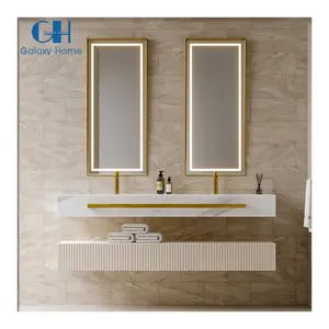 Conception populaire personnalisée double armoire simple évier miroir salle de bain vanité distributeur